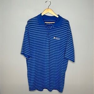 NIKE GOLF DRI-FIT BLUE STRIPED POLO GOLF SHIRT XL